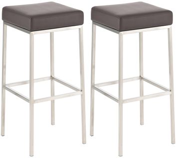 Lot De 2 Tabourets De Bar Avec Repose-pieds Design Simple Hauteur 80 Cm Assise En Pvc Marron