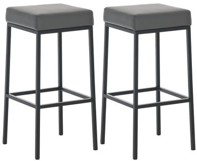 Lot De 2 Tabourets De Bar Avec Repose-pieds Design Simple Assise Hauteur 80 Cm En Pvc Gris