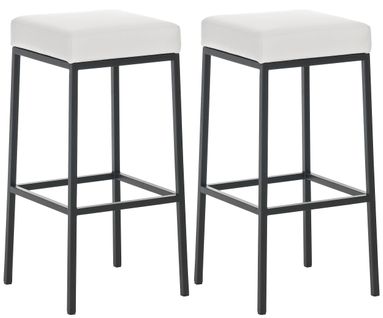 Lot De 2 Tabourets De Bar Avec Repose-pieds Design Simple Hauteur 80 Cm Assise En Pvc Blanc
