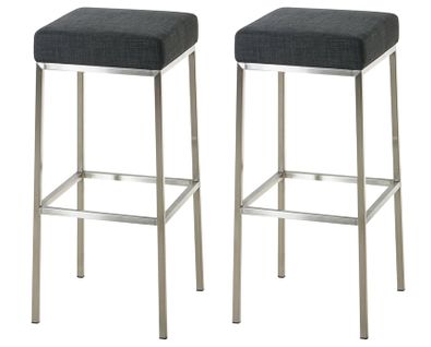 Lot De 2 Tabourets De Bar Avec Repose-pieds Design Simple Assise En Tissu Gris Foncé