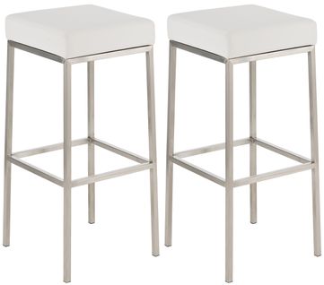 Lot De 2 Tabourets De Bar Avec Repose-pieds Design Simple Hauteur 85 Cm En Pvc Blanc Et Acier