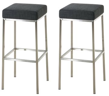 Lot De 2 Tabourets De Bar Avec Repose-pieds Design Simple Hauteur 85 Cm En Tissu Gris Foncé