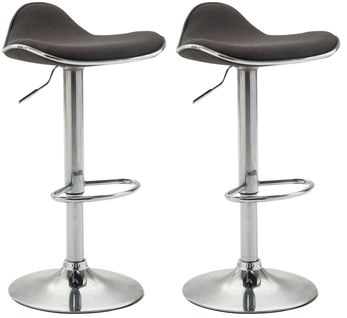 Lot De 2 Tabourets De Bar Assise Ergonomique En Tissu Gris Foncé Pied En Trompette En Métal 10_000