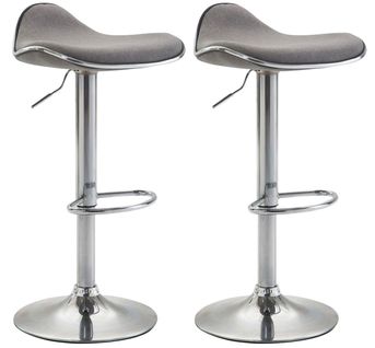 Lot De 2 Tabourets De Bar Assise Ergonomique En Tissu Gris Clair Pied En Trompette En Métal 10_000
