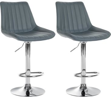 Lot De 2 Tabourets De Bar Réglable En Hauteur Pivotant à 360° Assise En Pvc Gris Couture Verticale