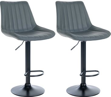 Lot De 2 Tabourets De Bar Réglable En Hauteur Pivotant à 360° Assise En Pvc Gris Couture Verticale
