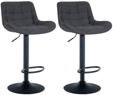 Lot De 2 Tabourets De Bar Structure Métallique Noir Assise En Tissu Noir Avec Surpiqûres 10_000444