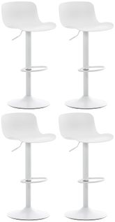 Lot De 4 Tabourets De Bar Hauteur Réglable Et Siège Pivotant Avec Siège En Plastique Blanc Métal