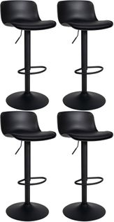 Lot De 4 Tabourets De Bar Hauteur Réglable Et Siège Pivotant Avec Siège En Plastique Et Pvc Noir