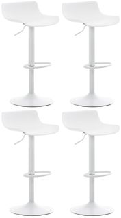 Tabourets De Bar X4 Avec Repose-pieds Hauteur Réglable Desing Moderne En Plastique Blanc Et Métal