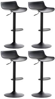 Tabourets De Bar X4 Avec Repose-pieds Hauteur Réglable Desing Moderne En Plastique Noir Et Métal