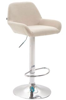 Tabouret De Bar X1 Repose-pieds En Forme D'arc En Métal Chromé Assise En Tissu Crème 10_0004548