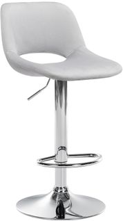 Tabouret De Bar Chaise Haute X1 Avec Repose-pieds En Velours Gris Clair Piètement Métallique