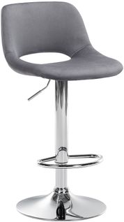 Tabouret De Bar Chaise Haute X1 Avec Repose-pieds En Velours Gris Foncé Piètement Métallique