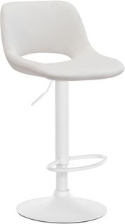 Tabouret De Bar Chaise Haute X1 Avec Repose-pieds En Velours Crème Piètement Métallique Blanc 10_0
