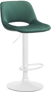 Tabouret De Bar Chaise Haute X1 Avec Repose-pieds En Velours Vert Piètement Métallique Blanc 10_00