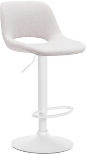 Tabouret De Bar Chaise Haute X1 Avec Repose-pieds En Tissu Crème Piètement Métallique Blanc 10_000