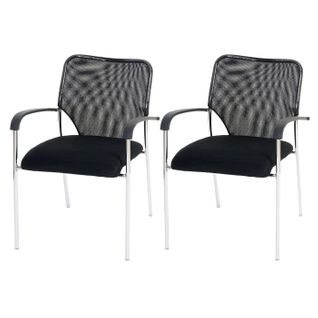 Lot De 2 Chaises Visiteur Chaise De Conférence Empilable En Tissu/textile Noir 04_0000279