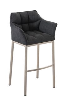 Tabouret De Bar Chaise Haute De Comptoir Couture Carrées Assise En Tissu Gris Foncé 4 Pieds Stable