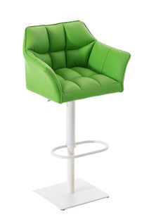 Tabouret De Bar Chaise Haute De Comptoir Couture Carrées Assise En Pvc Vert Cadre Carré En Métal