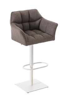 Tabouret De Bar Chaise Haute De Comptoir Couture Carrées Assise En Tissu Gris Cadre Carré En Métal