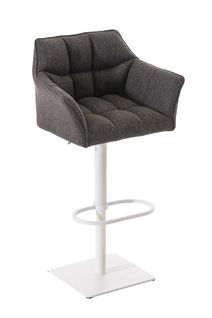 Tabouret De Bar Chaise Haute De Comptoir Couture Carrées Assise En Tissu Gris Titane Cadre En Métal