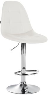 Tabouret De Bar X1 Avec Repose-pieds Hauteur Réglable Pivotant Assise En Pvc Blanc Cadre Métallique