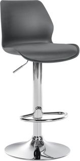 Tabouret De Bar X1 Avec Repose-pieds Hauteur Réglable Pivotant En Pvc Et Plastique Gris Et Métal 1