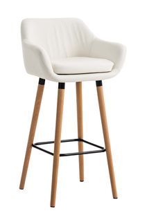 Tabouret De Bar Lounge X1 Design Scandinave Assise En Pvc Blanc Pieds En Bois Repose-pieds En Métal
