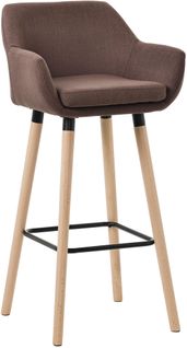 Tabouret De Bar Lounge X1 Design Scandinave Assise En Tissu Couleur Café Pieds En Bois Repose-pied