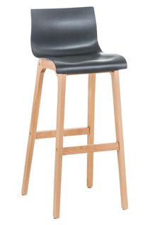 Tabouret De Bar Design Scandinave X1 Structure De 4 Pieds En Bois Assise En Plastique Gris 10_0004