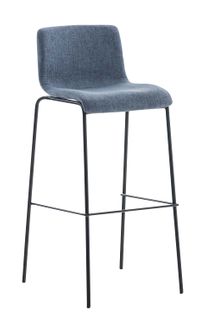 Tabouret De Bar X1 Design Moderne Empilable Assise En Tissu Bleu Et 4 Pieds Métal Noir 10_0004952