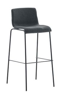 Tabouret De Bar X1 Design Moderne Repose-pied En Tissu Gris Foncé Sur 4 Pieds En Métal Noir 10_000
