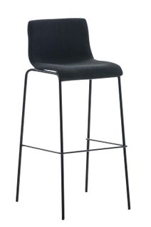 Tabouret De Bar X1 Design Moderne Empilable Assise En Tissu Noir Et 4 Pieds Métal Noir 10_0004957