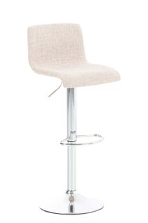 Tabouret De Bar X1 Avec Repose-pieds Pivotant Dossier Incurvé En Tissu Crème Et Métal Chromé 10_00