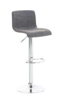 Tabouret De Bar Avec Repose-pieds Pivotant Dossier Incurvé En Tissu Gris Et Métal Chromé 10_000496