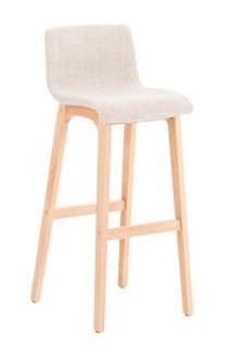 Tabouret De Bar X1 Avec Repose-pieds Structure De 4 Pieds En Bois Assise En Tissu Crème 10_0004972