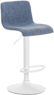Tabouret De Bar X1 Avec Repose-pieds Pivotant Dossier Incurvé En Tissu Bleu Et Métal Blanc 10_0004