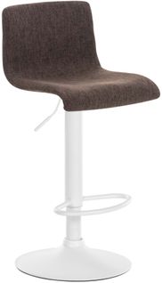 Tabouret De Bar X1 Avec Repose-pieds Pivotant Dossier Incurvé En Tissu Marron Et Métal Blanc 10_00