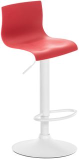 Tabouret De Bar X1 Avec Repose-pieds Pivotant Dossier Incurvé En Plastique Rouge Et Métal Blanc 10