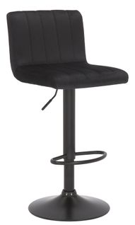 Tabouret De Bar X1 Pivotant Hauteur Réglable Assise Surpiqué En Velours Noir Et Métal Noir 10_0004