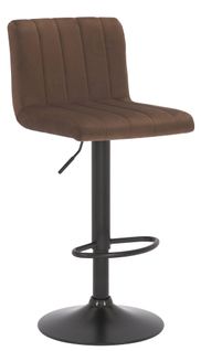 Tabouret De Bar X1 Pivotant Hauteur Réglable Assise Surpiqué En Velours Marron Et Métal Noir 10_00