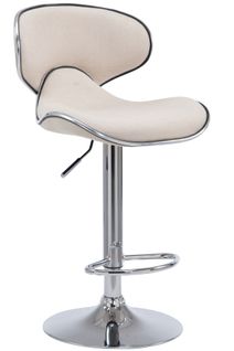 Tabouret De Bar X1 Pivotant Design Moderne En Tissu Crème Support En Métal Chromé 10_0005076