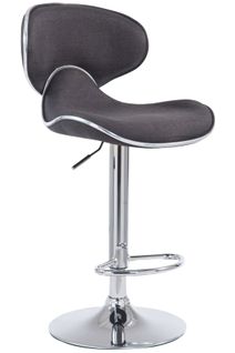 Tabouret De Bar X1 Pivotant Design Moderne En Tissu Gris Foncé Support En Métal Chromé 10_0005078