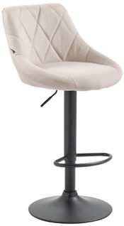Tabouret De Bar Chaise Haute X 1 Avec Coutures Décoratives Assise En Tissu Crème Pieds Métal Noir