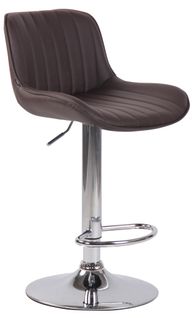 Tabouret De Bar Chaise Haute X1 En Pvc Marron Coutures Verticales Support En Métal Chromé 10_00050