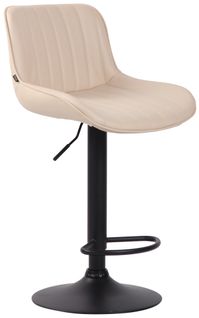 Tabouret De Bar Chaise Haute X1 En Pvc Crème Coutures Verticales Support En Métal Noir 10_0005099