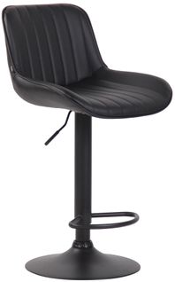 Tabouret De Bar Chaise Haute X1 En Pvc Noir Coutures Verticales Support En Métal Noir 10_0005101
