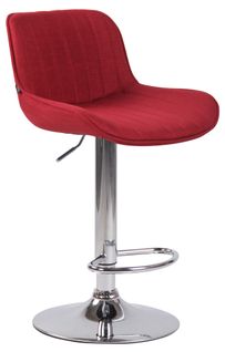 Tabouret De Bar Chaise Haute X1 En Tissu Rouge Coutures Verticales Support En Métal Chromé 10_0005