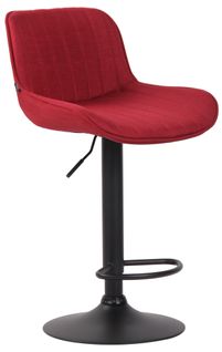 Tabouret De Bar Chaise Haute X1 En Tissu Rouge Coutures Verticales Support En Métal Noir 10_000511